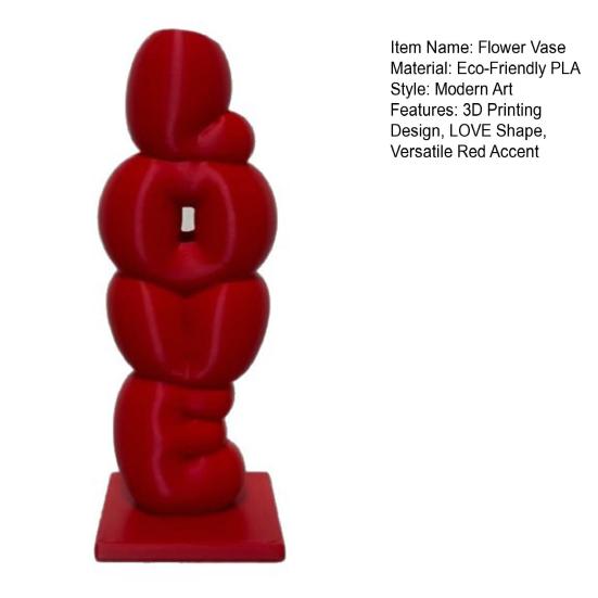 Decorative Flower Vase, Love Shape Design Letter Stacking Vase, 3D Printed Smooth Surface Ornament for Valentine Day Birthday Gifts Home Decor