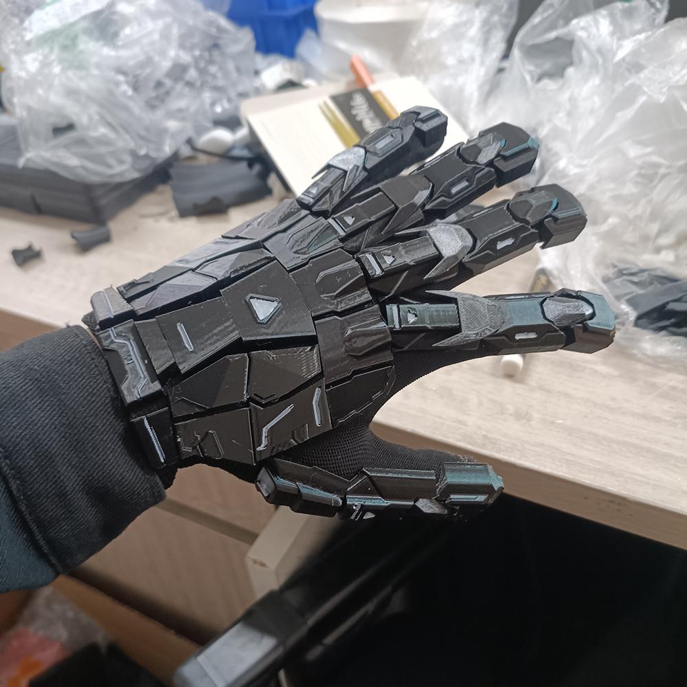 Stampa 3D Fatto a Mano Incollaggio Punk Guanti Meccanici Vintage Gotico Indossabile Armatura per le Mani Unisex Techwear Cosplay Guanti Esoscheletro