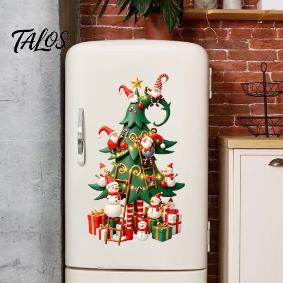 Indoor And Outdoor Seasonal Decor Christmas Tree Window Stickers with Gnome Snowman, Removable Glass Stickers, PVC Festive Home Beautification