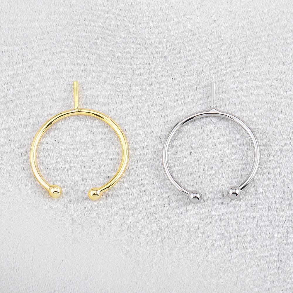 14K Plated Blank Ring Setings Fit Sticky Pearl Ring DIY With Pin Needle Holder Adjustable Live Ring Base Empty Holder Accessorie