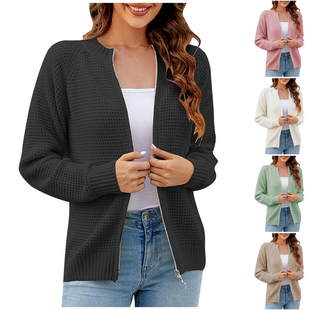 Damen Herbst Knopf einfarbig Langarm Strickjacke Damen Strickpullover