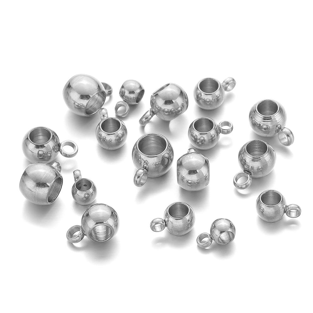 20pcs Stainless Steel Big Hole 2/3/4mm Spacer Beads Pendant Charms Clasps Gold Color Bail Beads for DIY Jewelry Making Findings