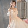 Svatební šaty Mori Light Nová nevěsta Trailing Francouzské Hepburn Slim Vibrato Sling Svatební šaty Žena Malá
