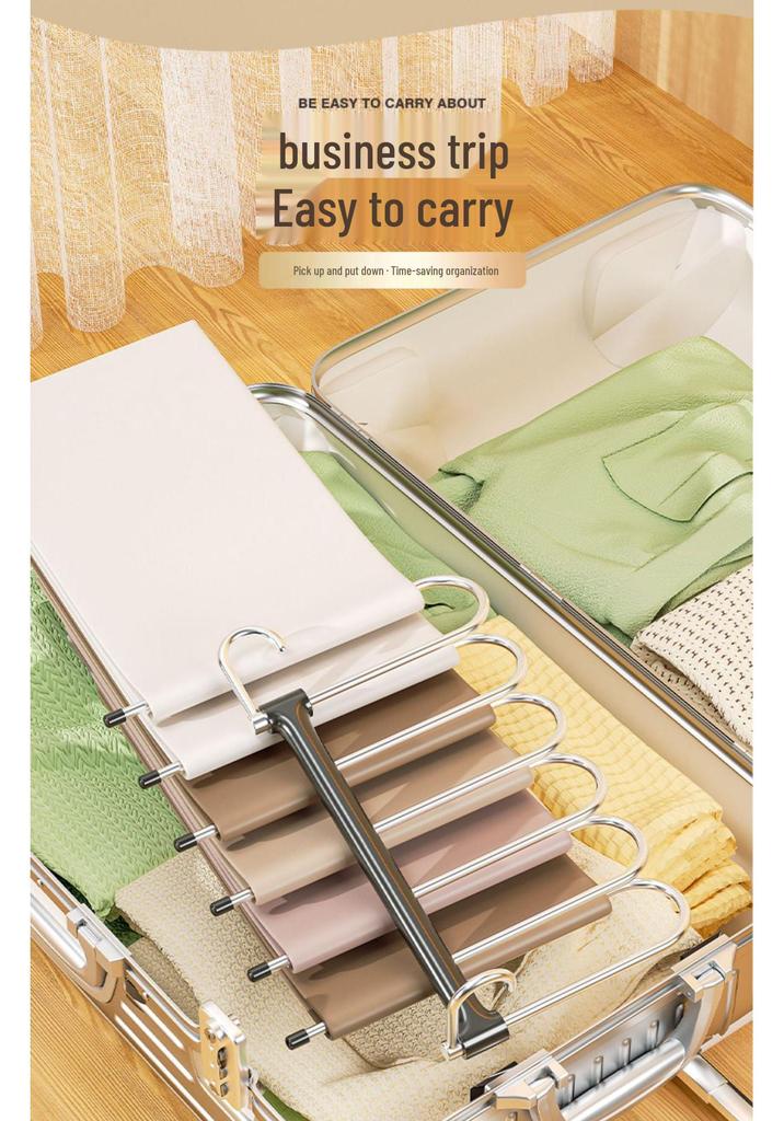Multi-functional Non-slip Folding Pants Rack with Clips for Wardrobe Storage