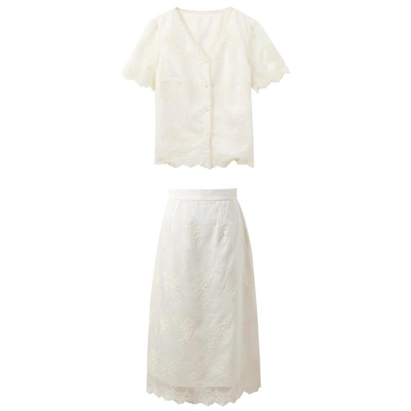 Sancai Lyocell Floral Cardigan & Skirt Set