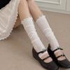 Sock-style Women's Summer/autumn Lightweight Solid-color Vertical Stripe Mid-calf Wooden-ear Cuff Breathable All-purpose Foot Cover Socks