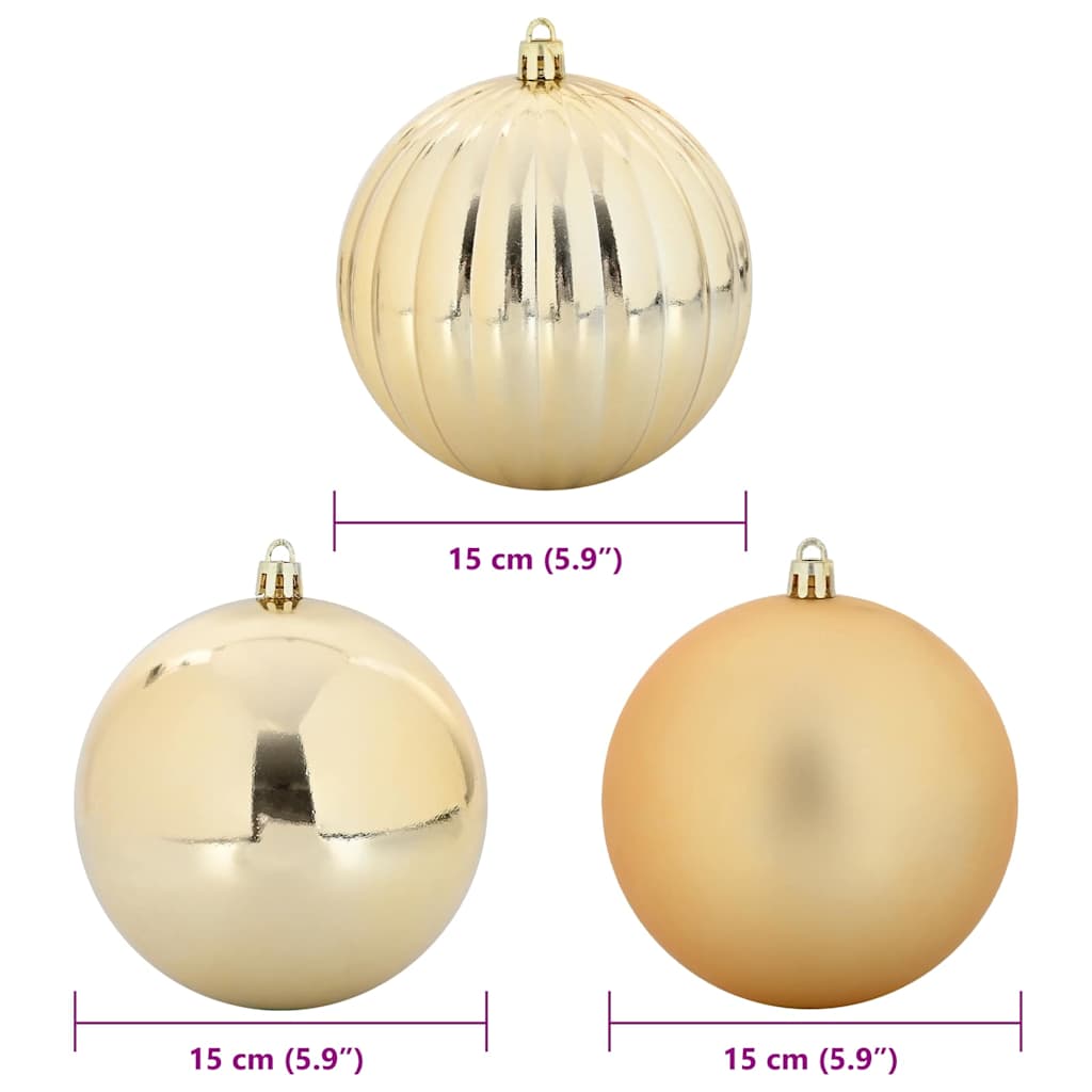 XL Christmas Ornament Set 9 pcs Gold Plastic
