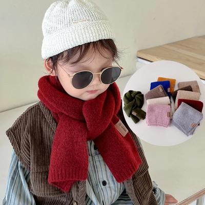 Chic Young Kids Warm Furry Scarfs for Boy Girl Fashion Korean Solid Color Toddler Scarfs Autumn Winter Cashmere Wool Scarfs