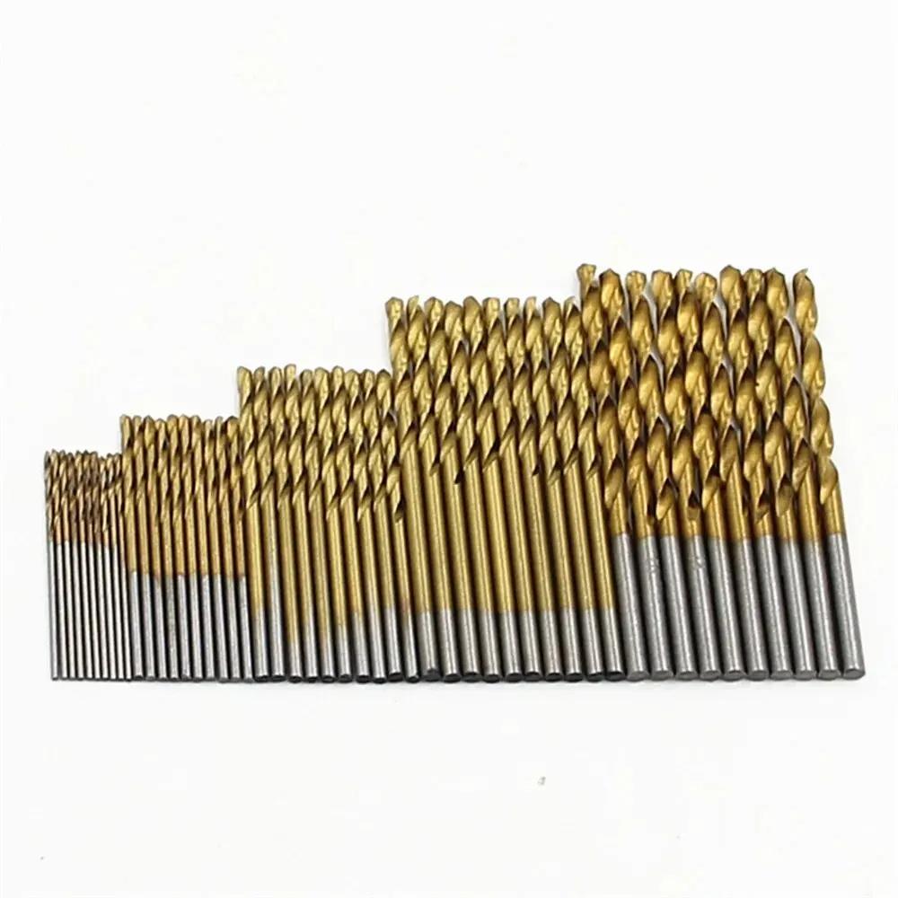 100PCS Twist Drill Bit Set 1-3mm Titanium Plated for Wood Metal Hand Electric Drill