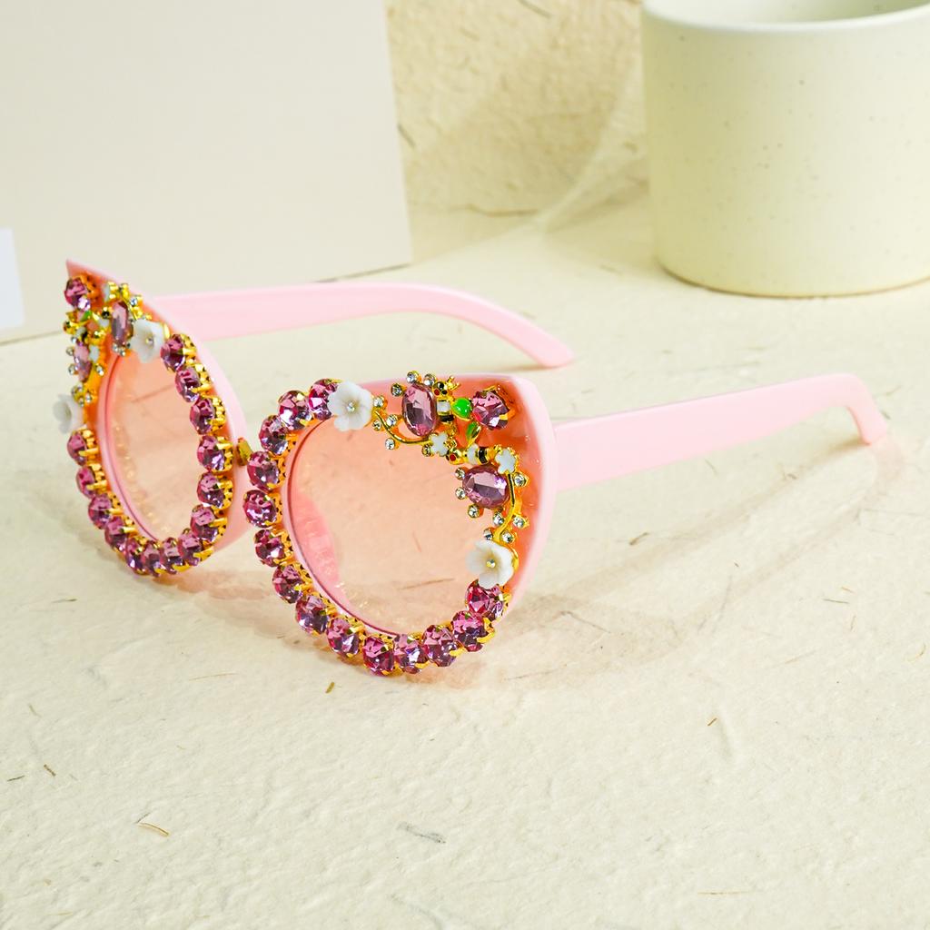 Luxurious Cat-Eye for Women, Oversized Frame with Glittering Rhinestone Accents, Trendy and Glamorous Party Glasses
