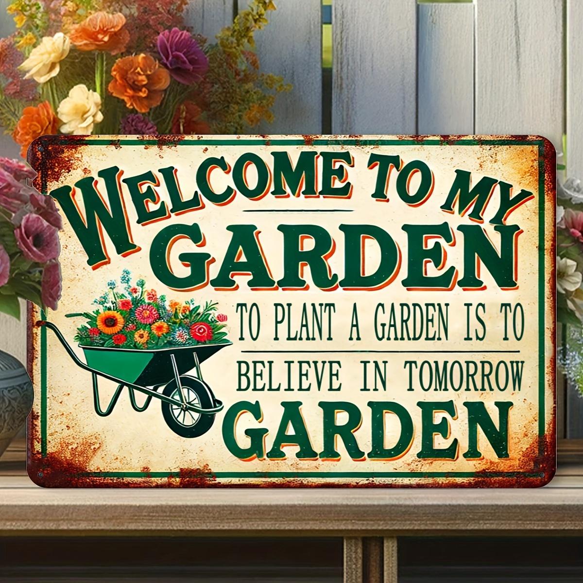 

Vintage Aluminum Sign Welcome to My Garden Outdoor Garden Farmhouse Door Patio Yard Decoration 20x30cm 20x30cm（7.8x11.8inch）