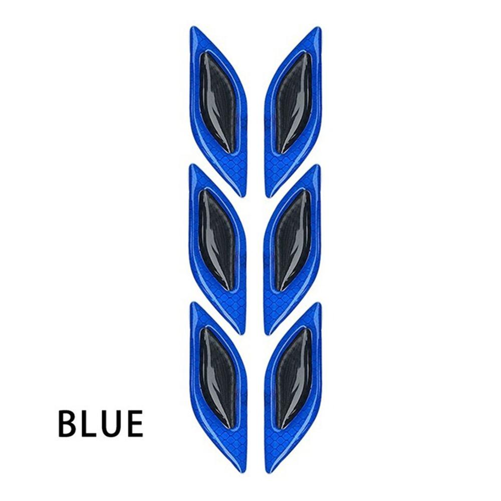 6pcs/Set Car Reflective Stickers Anti-Scratch Carbon Fiber 3D Car Styling Reflective Strips Night Safety Warning Reflector Tape