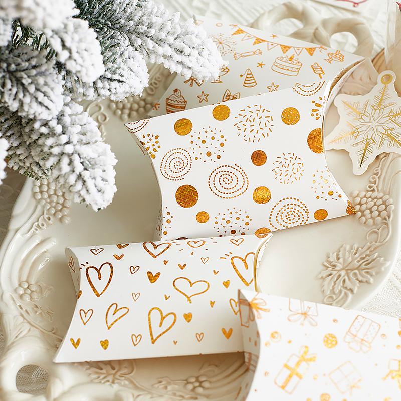 2PC/3PC/4PC Christmas Gift Box Set New Year Bronzing Pillow Box Graduation Ceremony Paper Christmas