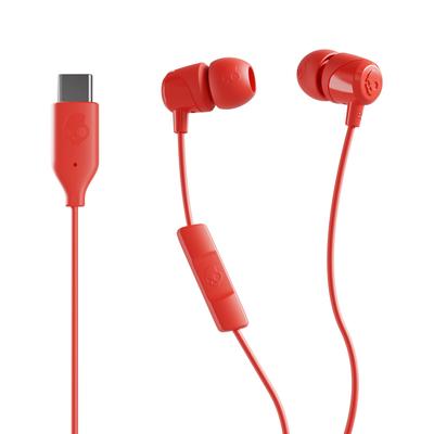 Official Skullcandy Store Jib USB-C Wired Earphones, In-Ear Type, with Mic, Calls, Song Selection, and Original Sticker (PLASMA RED)