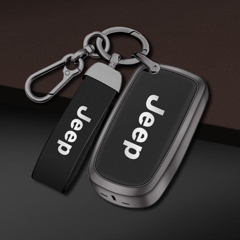 Car Alloy Key Case Key Bag Shell Key Chain Jeep Grand Cherokee Wrangler JK Renegade Patriot CommanIder Compass Gladiator Wagoneer
