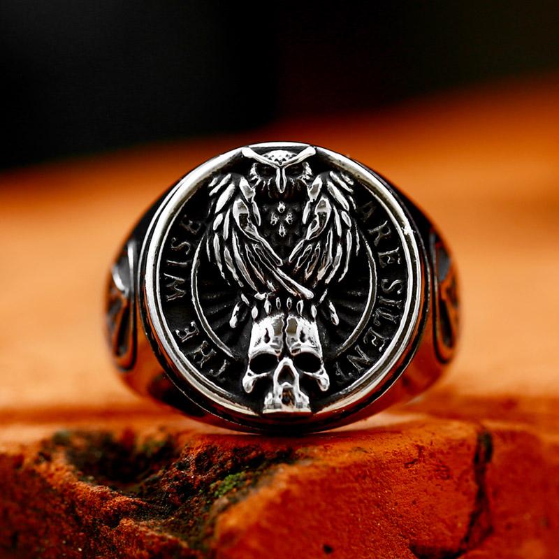 BEIER Updated Classic Masonic 316l Stainless Steel Signet Ring Skull Eagle Ring Punk Biker Jewelry For Men