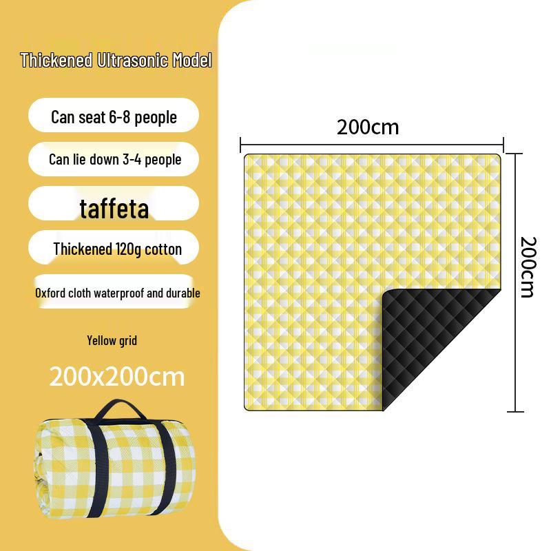 Tapis de pique-nique épaissi à ultrasons: Coussin d'extérieur résistant à l'humidité pour pelouse et camping avec piquets de sol