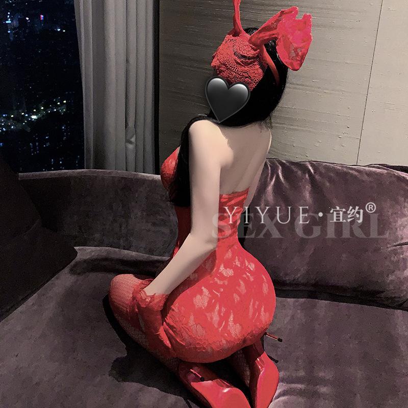 Erotic Underwear, Sexy Strapless Lace Seductive Body-hugging Dress, Women's See-through Uniform, Pure Desire Without Taking Off Pajamas 1388