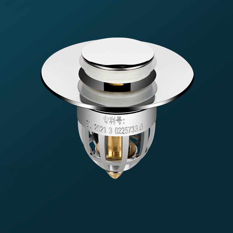 Stainless Steel Press-Type Sink Basin Stopper with Anti-Odor Bounce Core Design