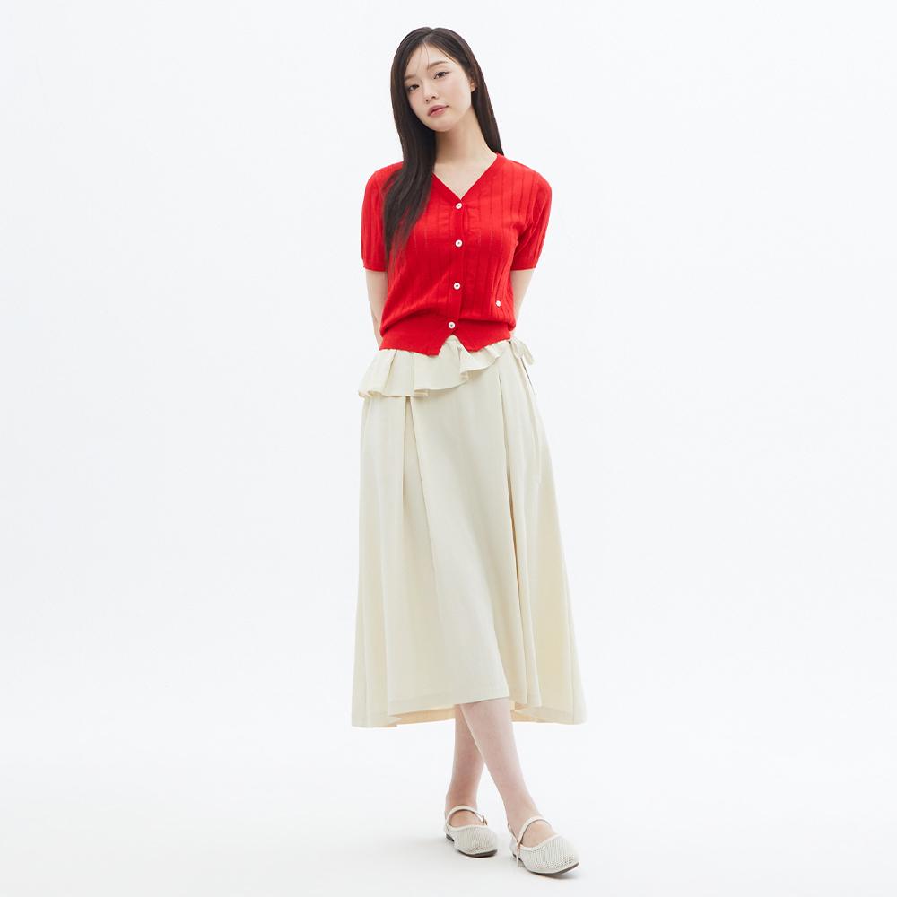 PLASTIC ISLAND Ruffle Belt Tuck Skirt Ps2Ws482