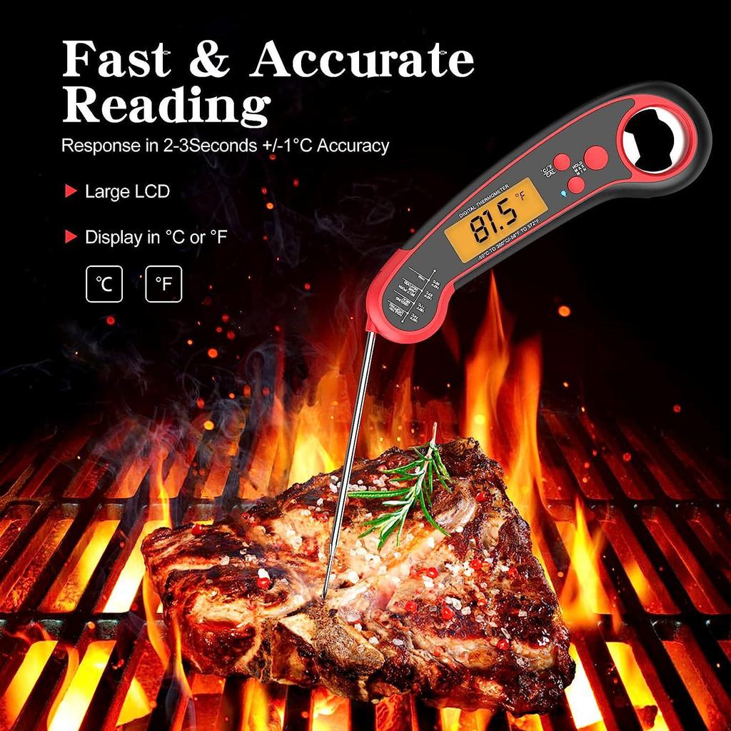 Waterproof Folding Electronic Food Thermometer for High-Temperature Cooking and Ovens