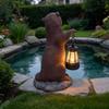 Solar Garden Statues Animal Figurine Light Outdoor Decor Solar Animal Statue With Lantern for Yard Backyard Lawn Patio Porch