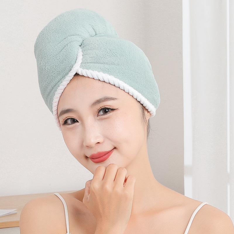 New two-color double-layer hair dryer cap absorbent and quick-drying towel thickened shower cap wash hair bun hair dryer 25*60