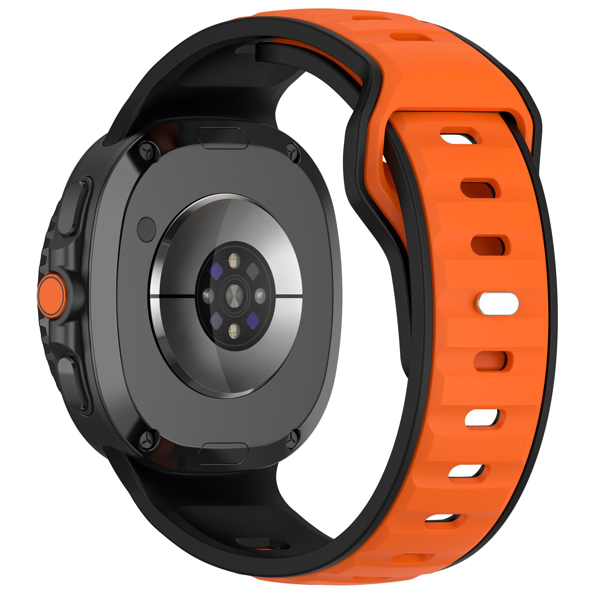 

Silicone Strap for Samsung Galaxy Watch8 44mm/40mm/Watch8 Classic 46mm Dual Color Design Replacement Watch Band Black/Orange