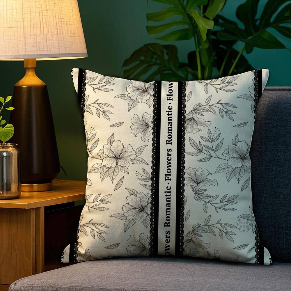 Beautiful Retro Flowers Pillow Case Plush Fabric Soft Double Sided Print Home Sofa High Quality Cushion Cover Throw