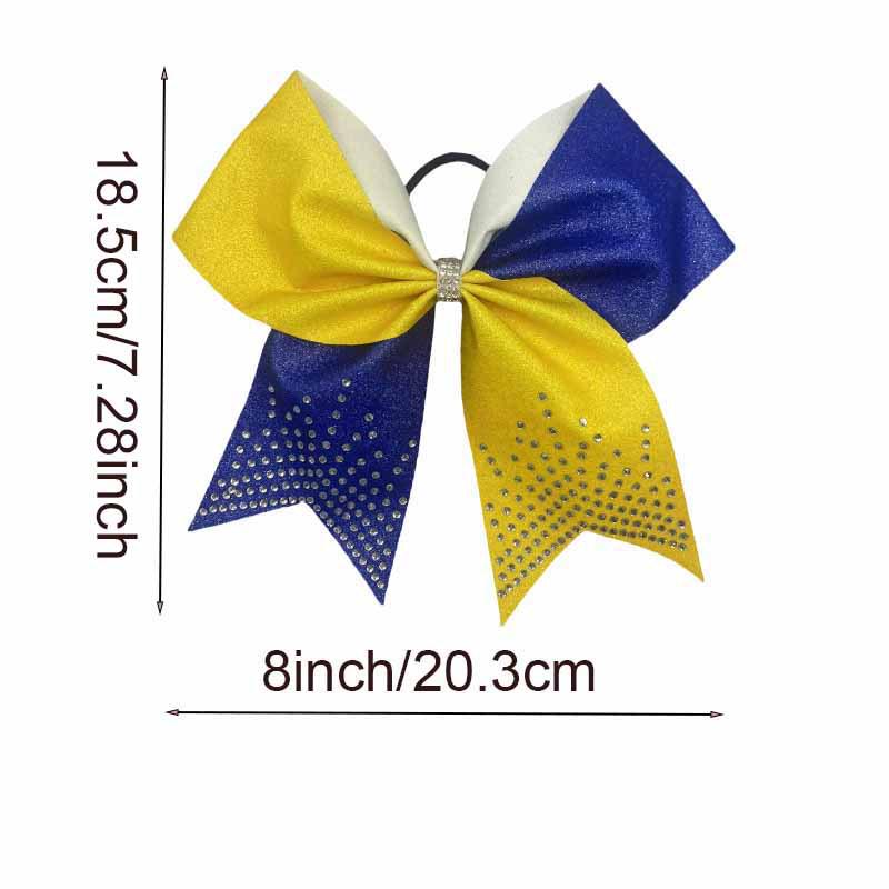 Glitzer-Strassstein-Schleifen-Haargummis für Kinder - Zweifarbige Cheerleading-Accessoires