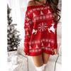 Damen S Lockerer Langarm Strickpullover Weihnachtsmuster