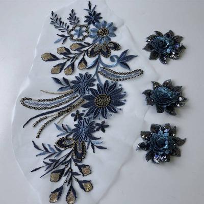 Patch brodé à fleurs colorées pour vêtements, appliques brodées à paillettes, accessoire pour vêtements à coudre