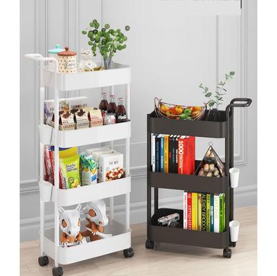 3/4/5 Tier Rolling Cart, Utility Cart with Lockable Wheels & Handle Storage Cart for Living Room Bedroom Kitchen Office