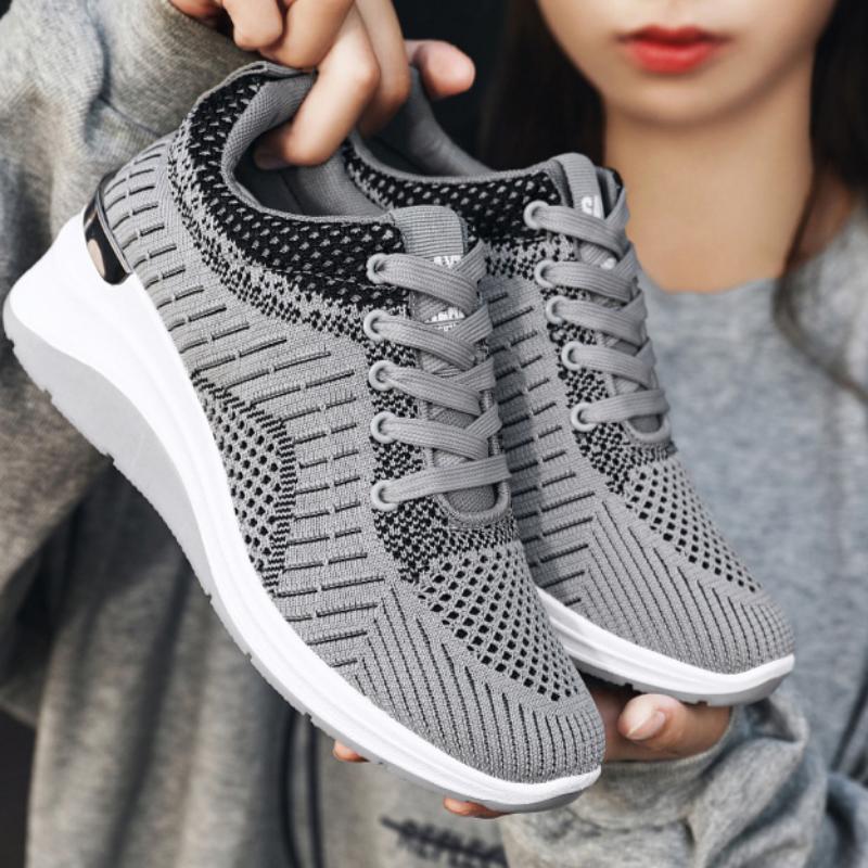 Damen-Frühlingsschuhe mit erhöhter Höhe, rutschfest, bequem und atmungsaktiv, dicksohlige Sportschuhe
