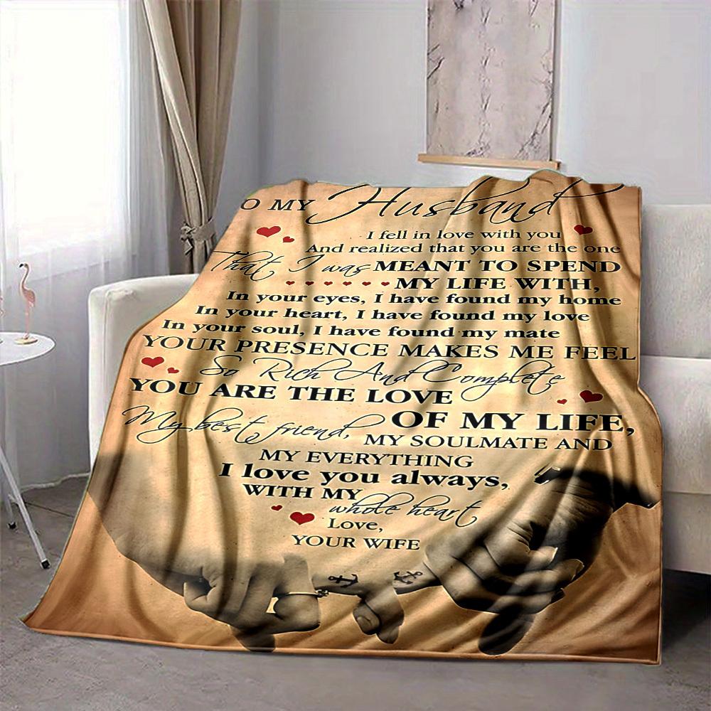 1pc Love Life Blanket, Lightweight Flannel Throw Blanket For Sofa, Bed, Travel, Camping, Living Room, Office238