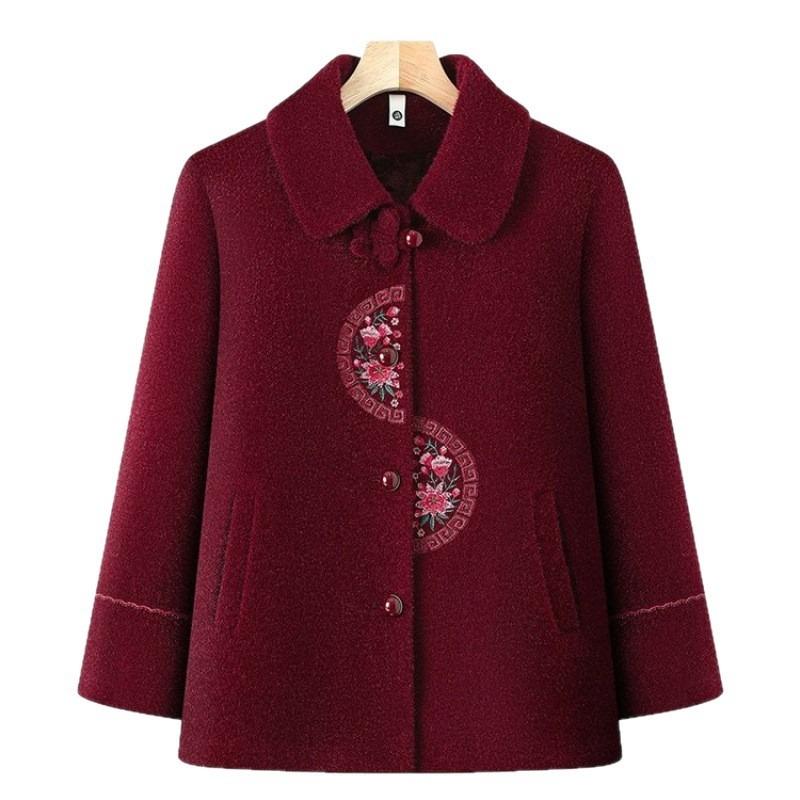 Grandma winter woolen coat plush warm new old man mother mink top old lady clothes