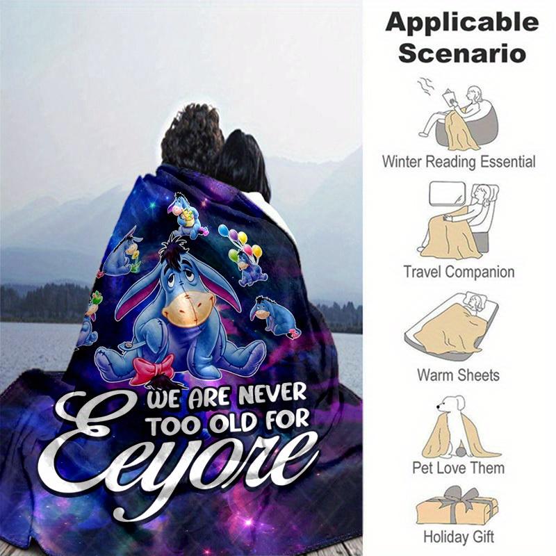 1pc, Cartoon Eeyore Blanket, We Are Never Too Old For Eeyore, Cute Disney Inspired Throw Blanket, Soft Bedding Decor Gift for Home Office Tr