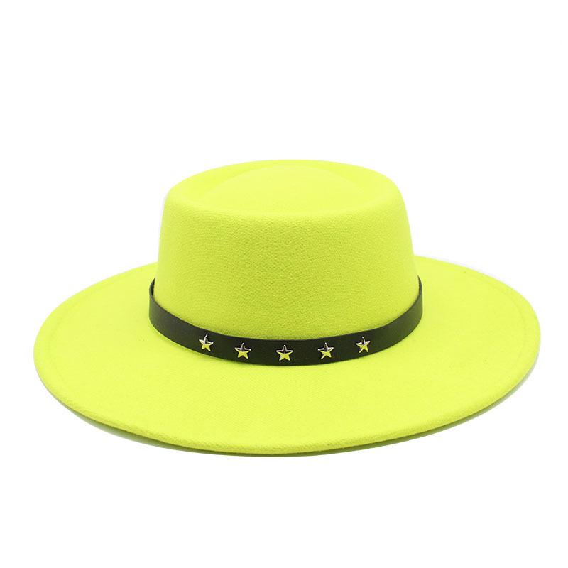 2022 Woolen Hat Women Spring And Autumn French Top Hat White Flat Edge Wide Brim British Men