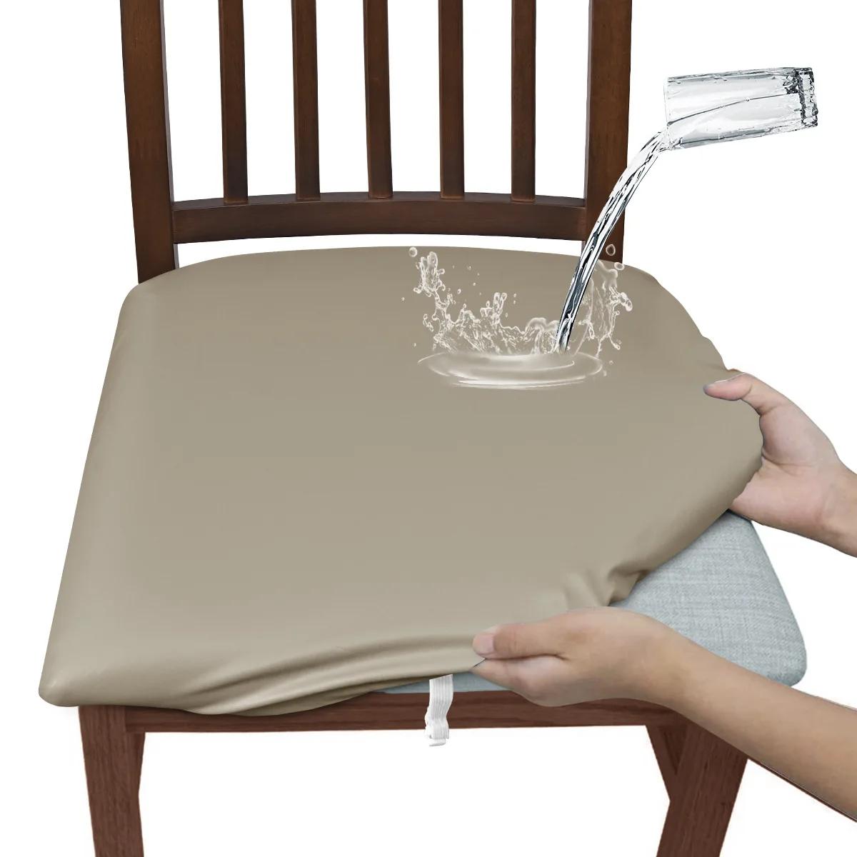 Waterdichte PU Leer Stoelhoezen Elastisch Slijtvast Krasbestendig voor Huis Hotel Eetkamer 1 pc