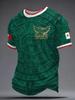 Neues Herren Mexiko Nationalfußballtrikot 3D-Druck Schnelltrocknendes Fußball-T-Shirt Sportliches Trainings-T-Shirt für Fans Spieltag Tägliches Tragen