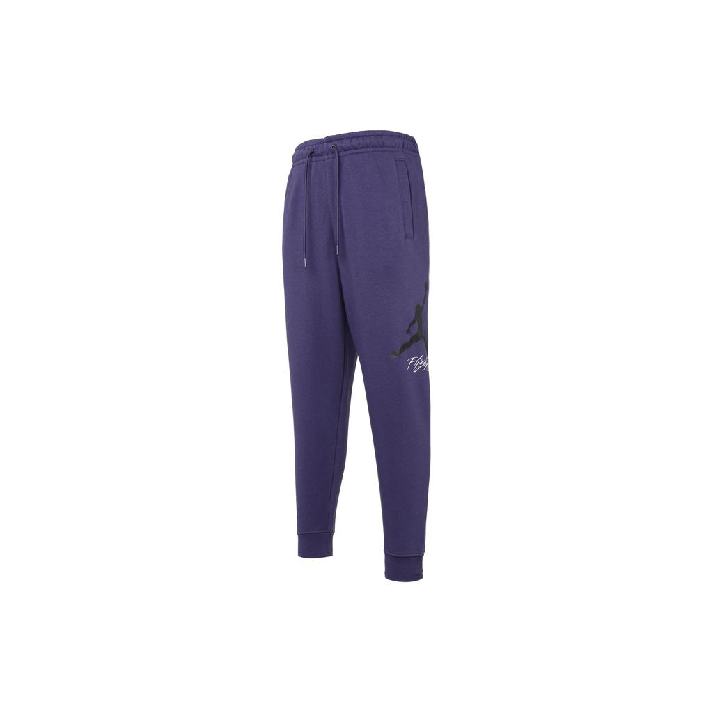 Jordan Logo Print Running Fitness Fleece-Lined Thick Lace-Up Knit Sports Pants Men Bottoms Purple FD7346-502