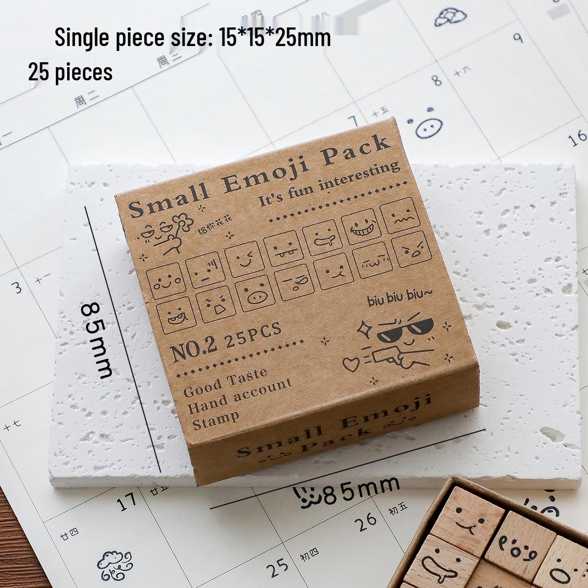 

Fun Weather Emoji Wooden Journal Stamp Set - Cute Beech Wood Doodle Expressions