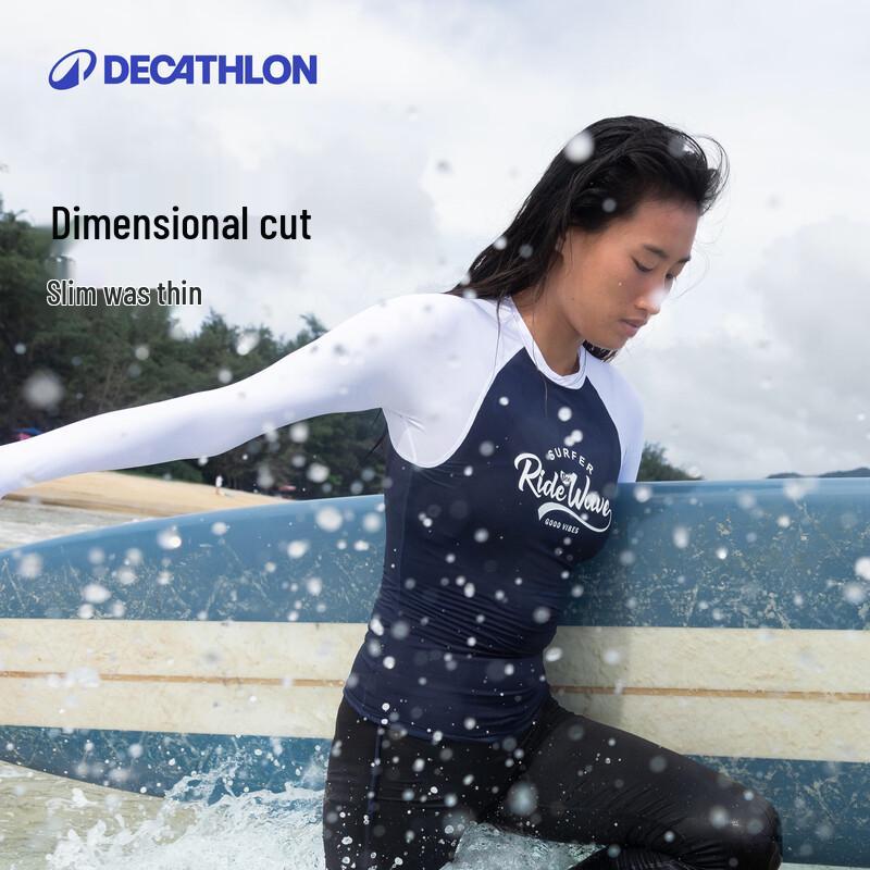 Decathlon Dambaddräkt med Smal Passform, Svalkande, Solskydd för Surfing