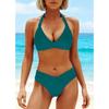 Costume da bagno a due pezzi europeo e americano da donna, colori a contrasto, con laccetto al collo, effetto push-up, vita alta, Bikini sexy