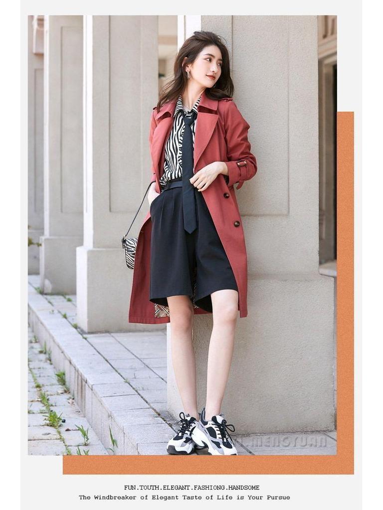 Temperamental Women's Mid-Length Trench Coat - Spring/Autumn 2025 British Style in Ink Green