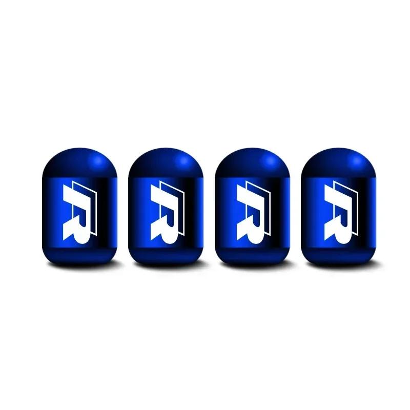 

2026 Hot For Volkswagen VW 4pcs Car Wheel Rims Tire Valve Caps Cover for Volkswagen Rline R Line Tiguan Polo Golf Passat B5 Tour синій