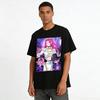 Anime Secondary Magenta Hair Purple Eyes Witch Print Top Trendy Niche Casual T-Shirt Pure cotton T-shirt
