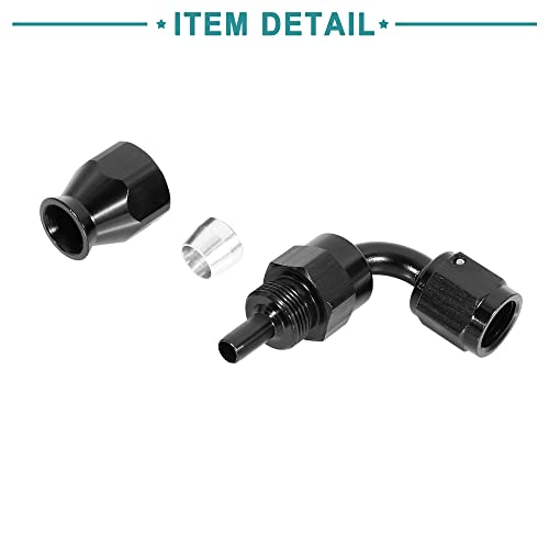 ACROPIX Automotive Hose End Fittings PTFE for Fuel Oil Line AN4 90 Degree Rotatable Black 1pc