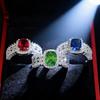 Jewelry Inlaid Green Zircon Live Ring Female Defense Emerald Gemstone Ring Luxury Set With Diamonds Jewelry