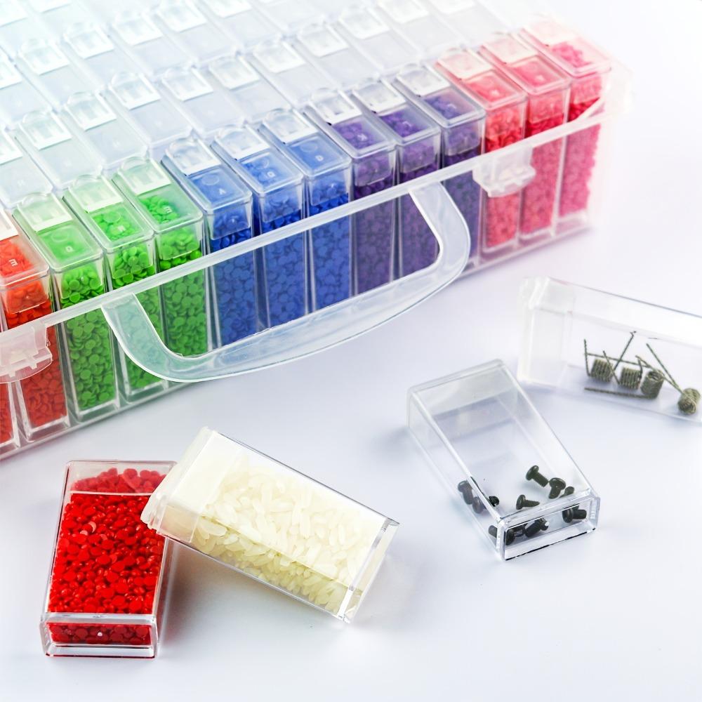 64 Grid Painting Storage Box Thicken Bead Organizer Jewelry Drill Storage Box Nail Salon